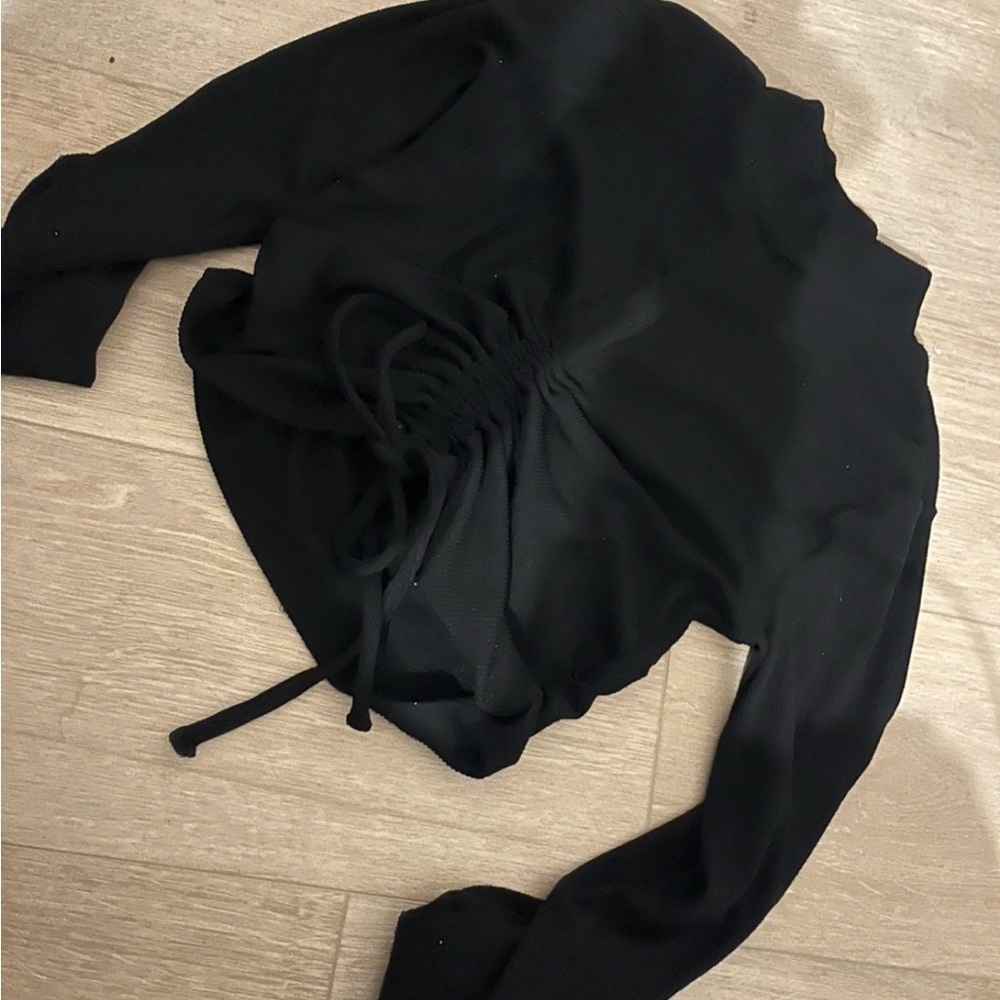 Black Long Sleeve Ruched Top